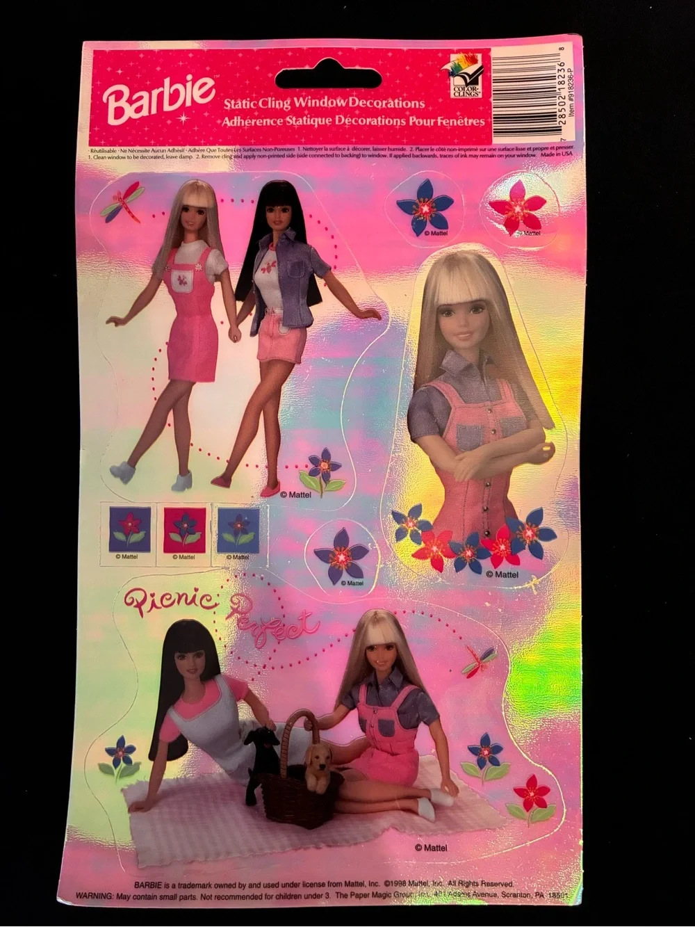 1998 Vintage Barbie Static Cling Window Decorations | Lot of 3 | Mattel